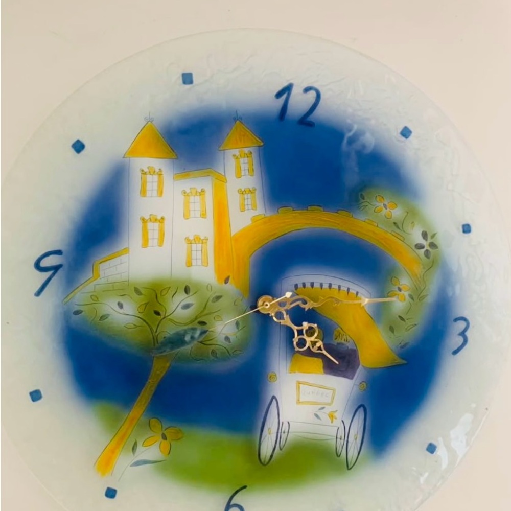 Whimsical Blue and Yellow Clock Wall Decor